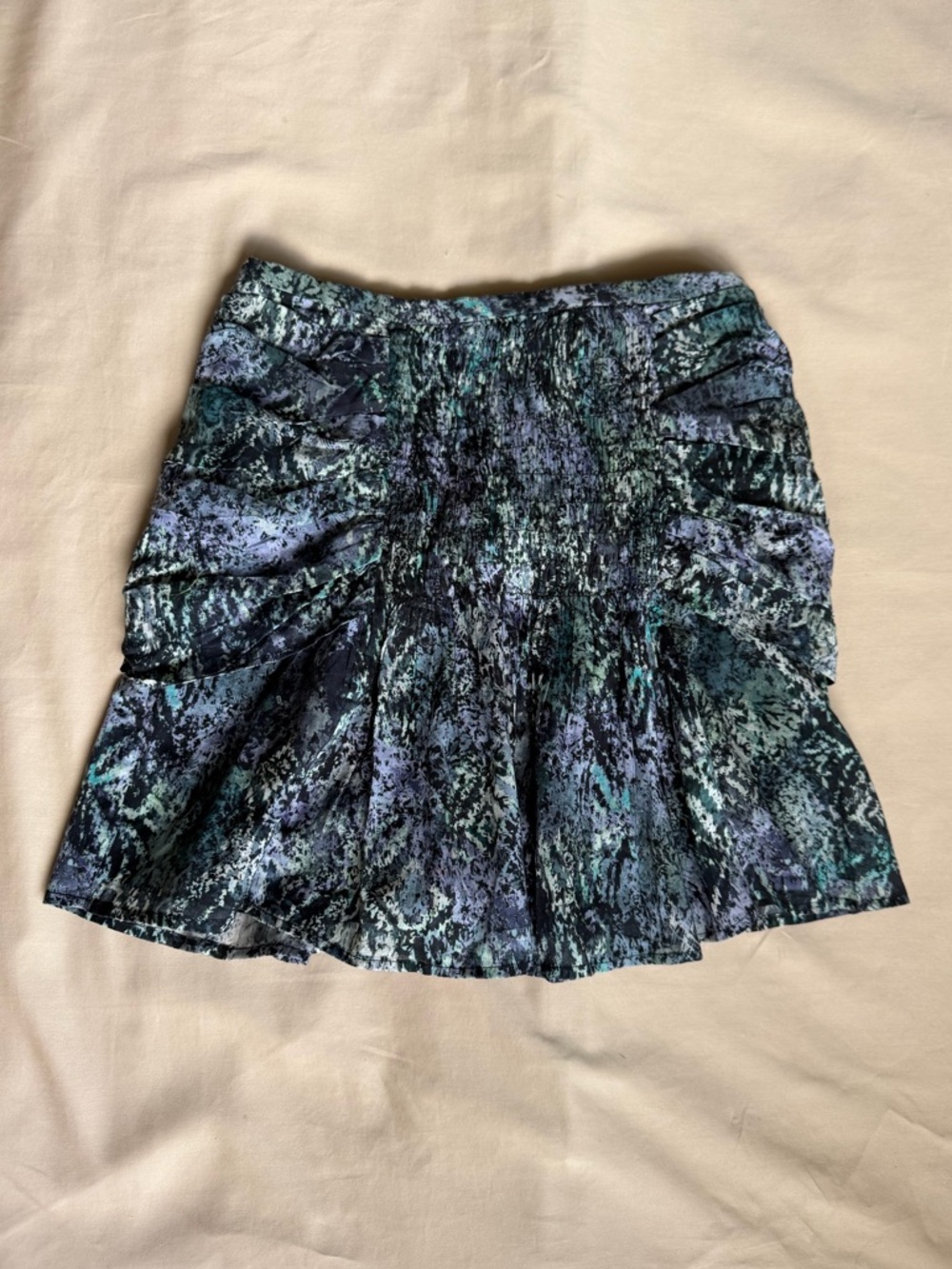 IRO Karina Mini Skirt Abstract Print Shirred Vacation Going Out